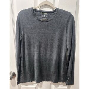 Bombas Shirt Womens Sz M Gray Striped Merino Wool Bee Better Base Layer Outdoor